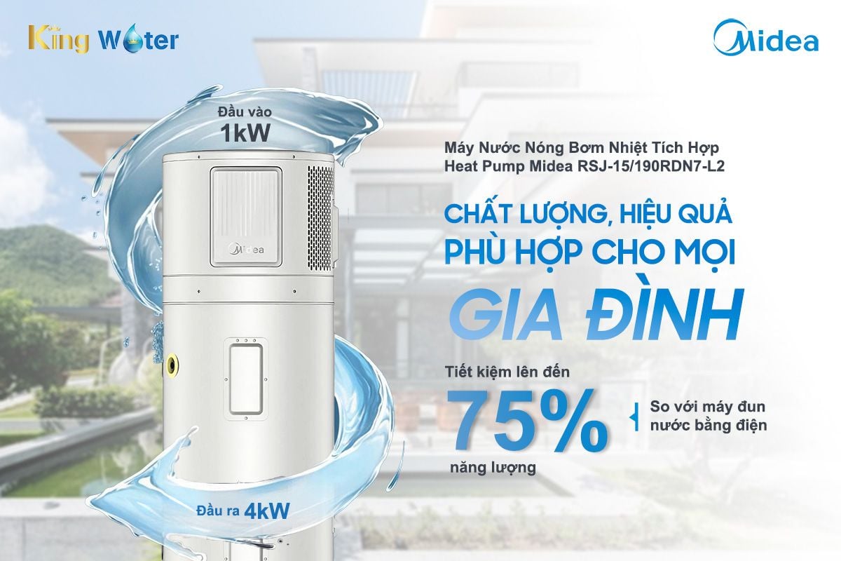 Bơm nhiệt trung tâm Heat Pump Midea RSJ-15/190RDN7-L2 sở hữu chỉ số hiệu suất (COP) cao