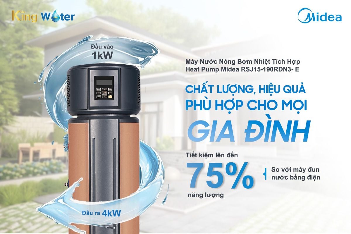 Heat Pump Midea RSJ15-190RDN3- E sử dụng công nghệ tiên tiến giúp tiết kiệm tới 75% năng lượng