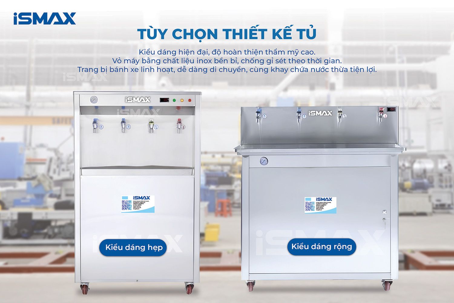 Máy bán công nghiệp iSMAX SC-4HC 50L/H gồm 2 kiểu tủ để khách hàng lựa chọn