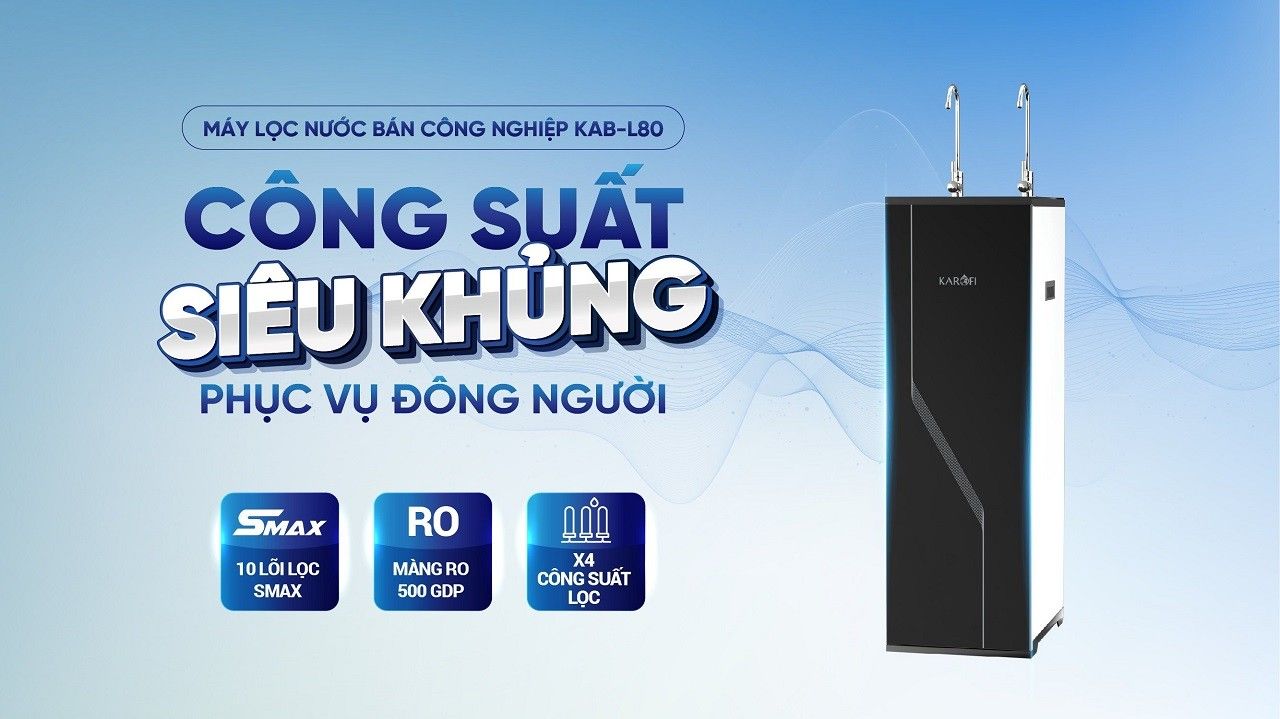 Hệ thống lọc nước bán công nghiệp Karofi KAB-L80 sở hữu công suất mạnh mẽ 80 L/H