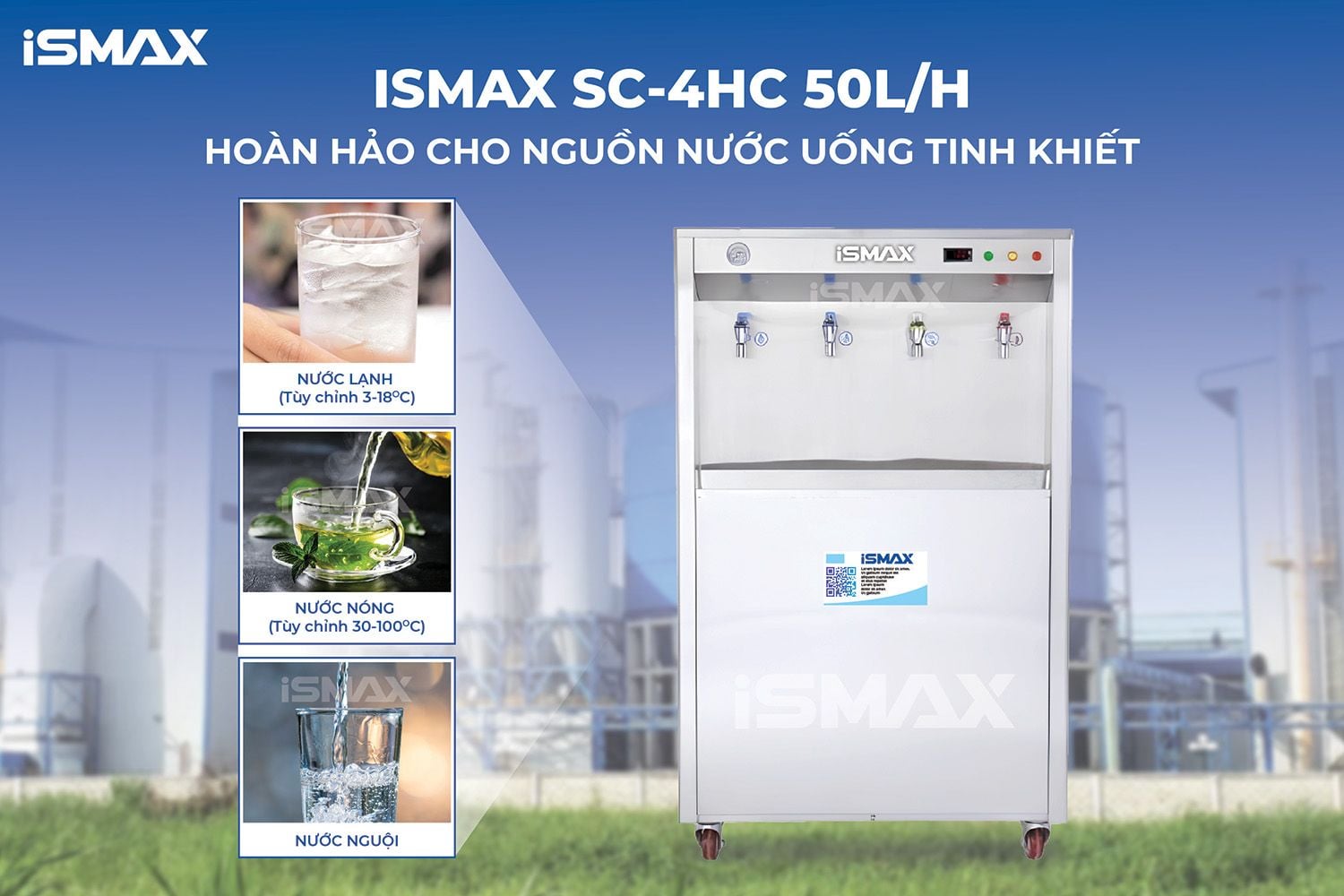 Thiết bị nóng lạnh RO iSMAX SC-4HC 50L/H sở hữu 4 vòi 3 chế độ tiện lợi Nóng - Nguội - Lạnh