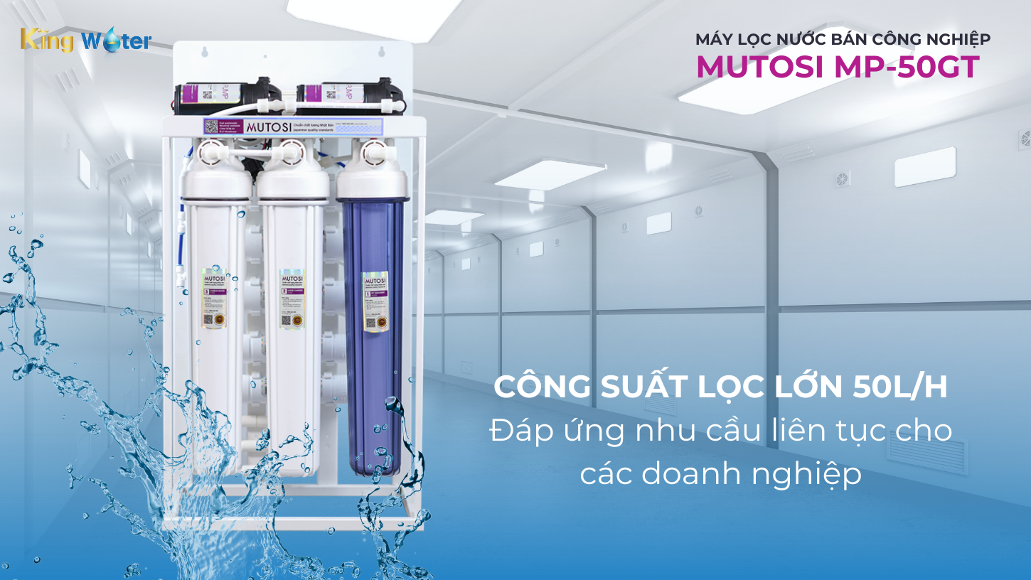 Công suất lọc của máy lọc nước bán công nghiệp Mutosi MP-50GT đạt 50L/h