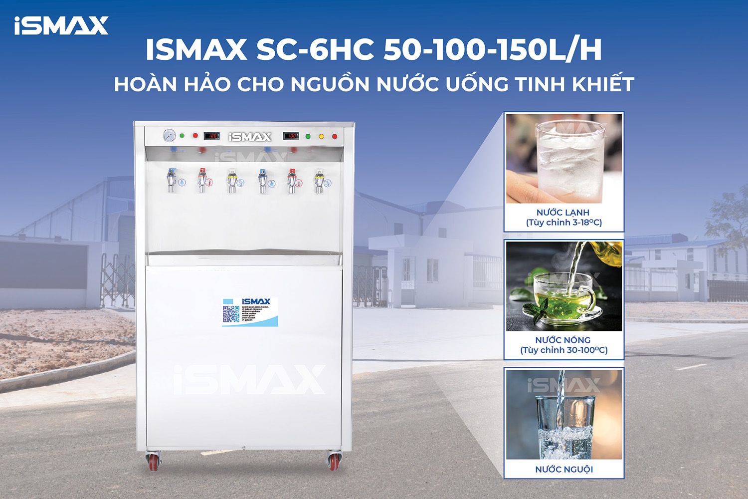 Cây Nóng - Lạnh bán công nghiệp iSMAX SC-6HC sở hữu 6 vòi 3 chế độ Nóng - Lạnh - Nguội tiện lợi