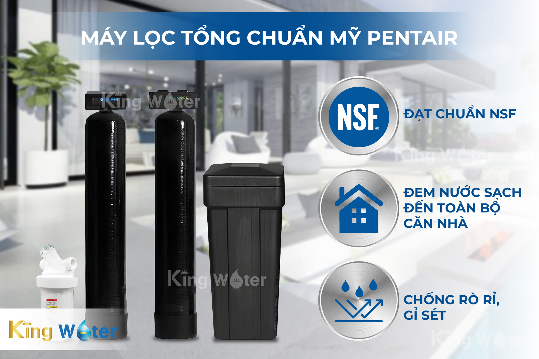 Máy lọc nước tổng đầu nguồn Pentair OM26K POE, nhập khẩu chính hãng từ Mỹ, đạt nhiều chứng nhận quốc tế uy tín