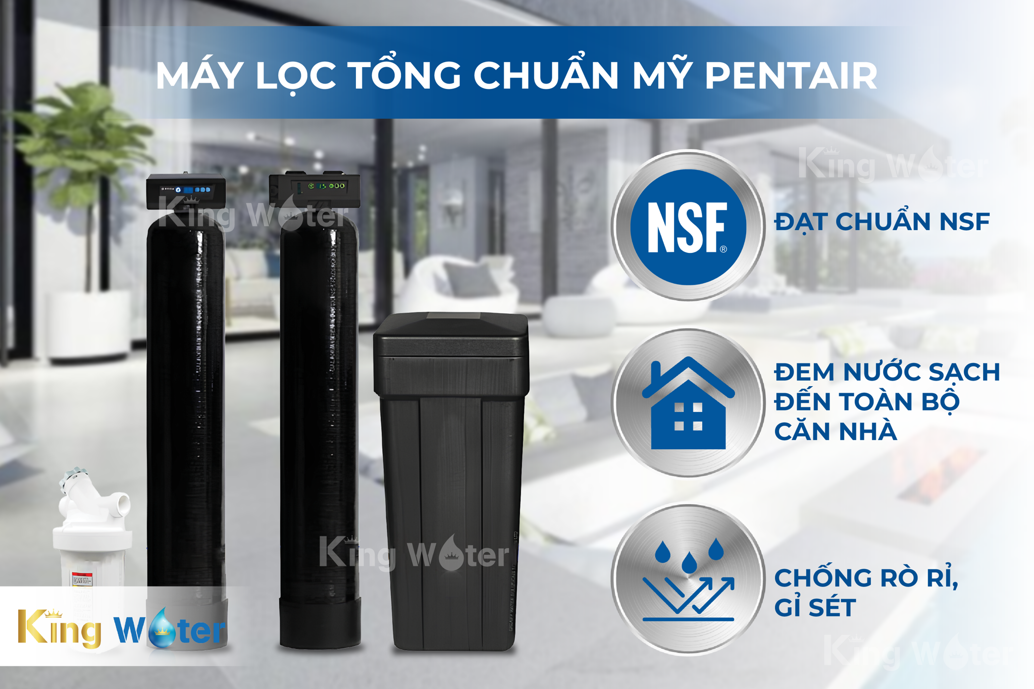 Máy lọc tổng đầu nguồn Pentair OM34K POE nhập khẩu chính hãng từ Mỹ, đạt nhiều chứng nhận Quốc tế