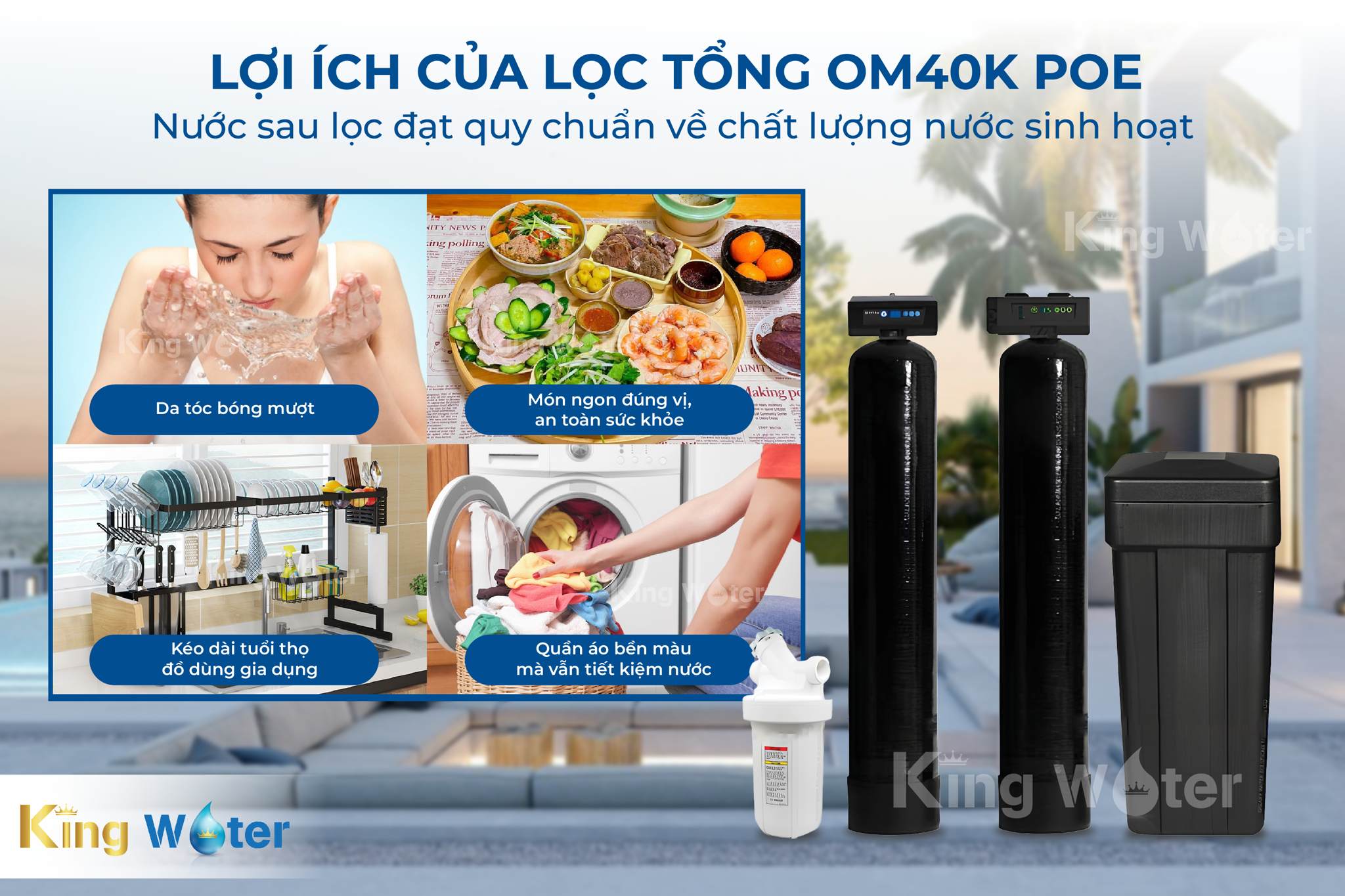 Máy lọc tổng đầu nguồn Pentair OM40K POE không chỉ giúp cải thiện chất lượng nước sinh hoạt mà còn mang lại nhiều lợi ích thiết thực