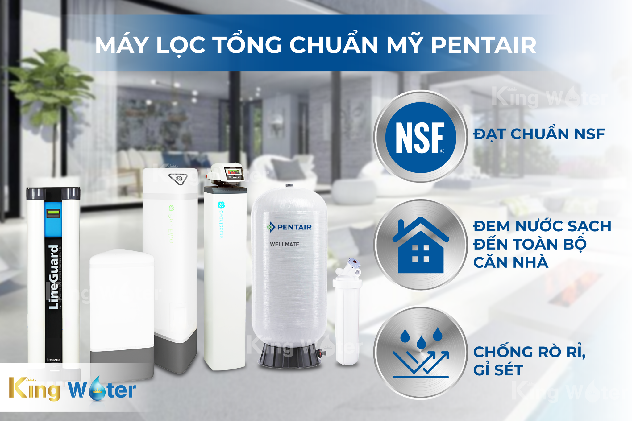 Máy lọc tổng đầu nguồn Pentair Pro Elite POE + Buffer Tank & Lineguard UF-100 tự hào là sản phẩm nhập khẩu chính hãng từ Mỹ