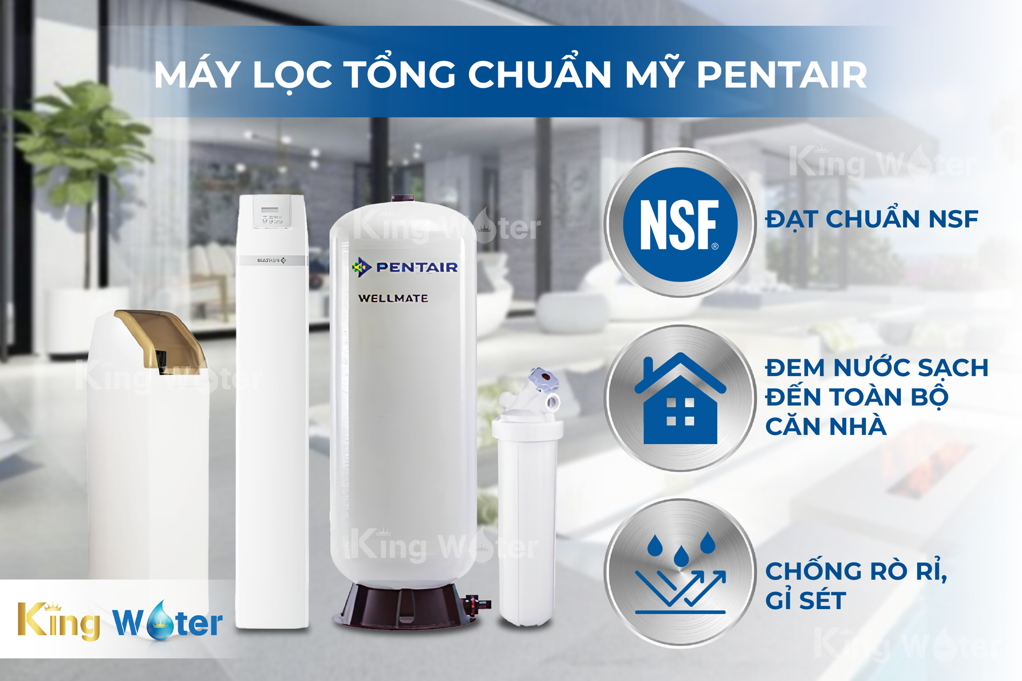 Hệ thống lọc tổng đầu nguồn Pentair Riversoft POE + Buffer Tank là sản phẩm chính hãng nhập khẩu từ Mỹ, cam kết chất lượng qua nhiều chứng nhận quốc tế