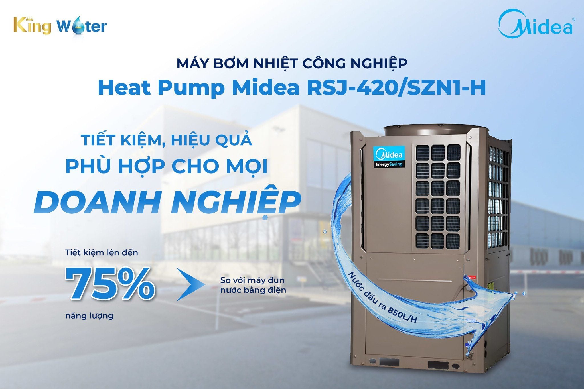 Heat Pump Midea RSJ-420/SZN1-H  tiết kiệm đến 75% năng lượng tiêu thụ