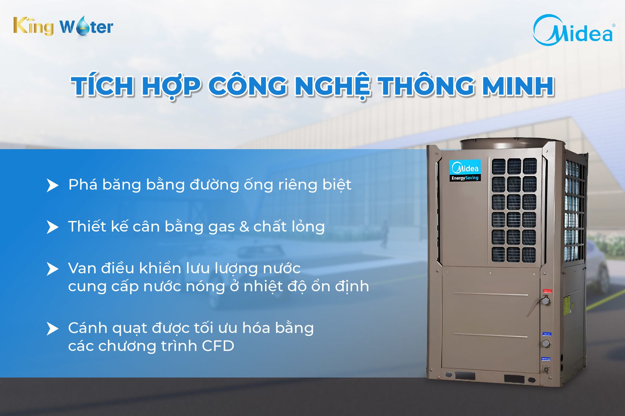 Máy bơm nhiệt công nghiệp Heat Pump Midea RSJ-420/SZN1-H được trang bị hàng loạt công nghệ thông minh: