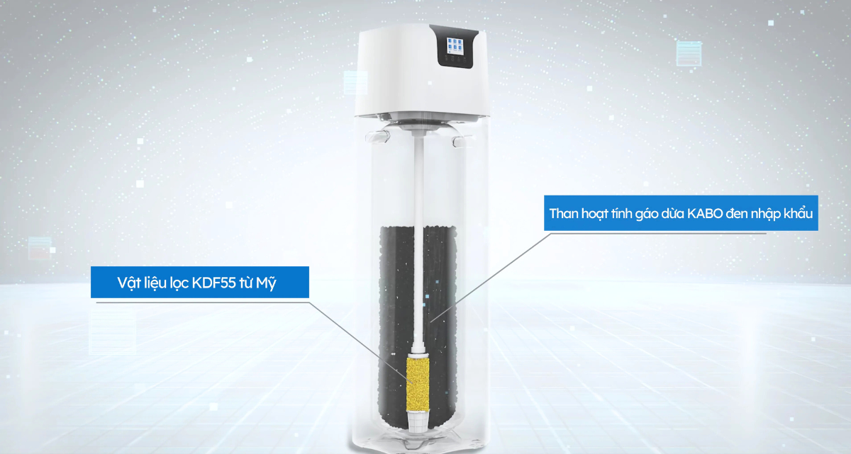 Thiết bị lọc nước GE GTEF-30A01-G công nghệ lọc kép kết hợp than hoạt tính và KDF55