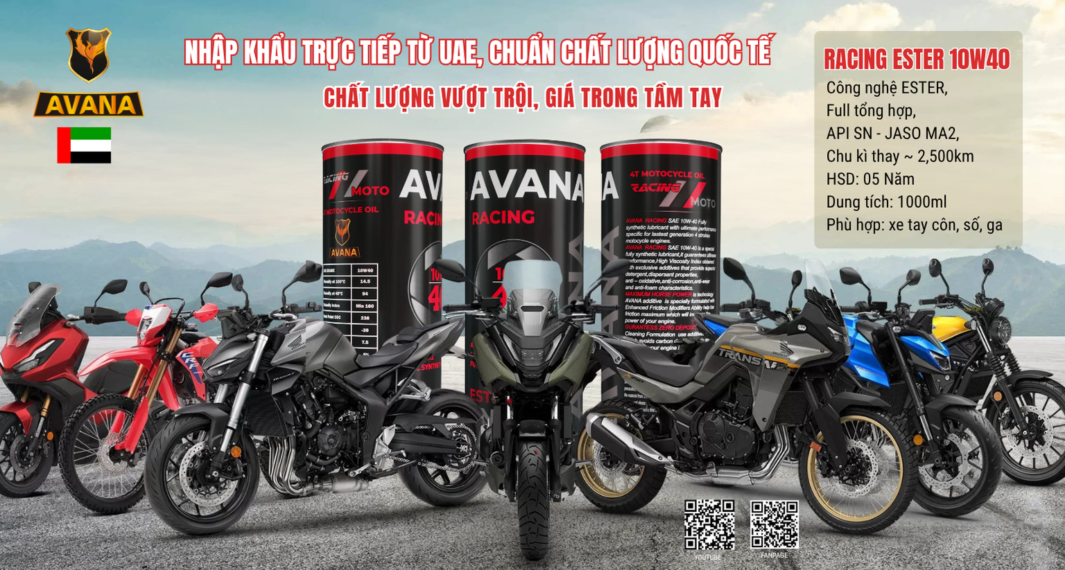 AVANA RACING ESTER 10W40 (1L) - Cân đối giá thành và chất lượng