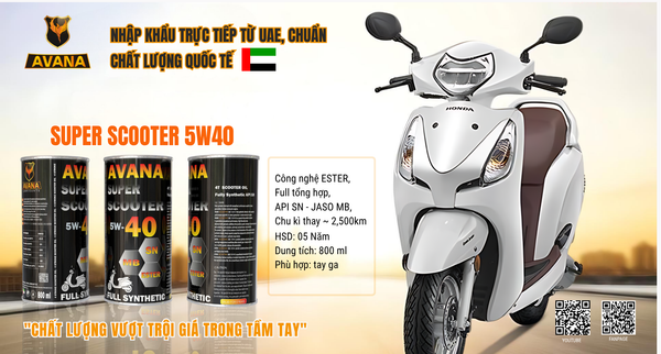 AVANA SUPER SCOOTER 5W40: Trải Nghiệm Lướt Êm Hoàn Hảo Cho Xe Tay Ga Đời Mới