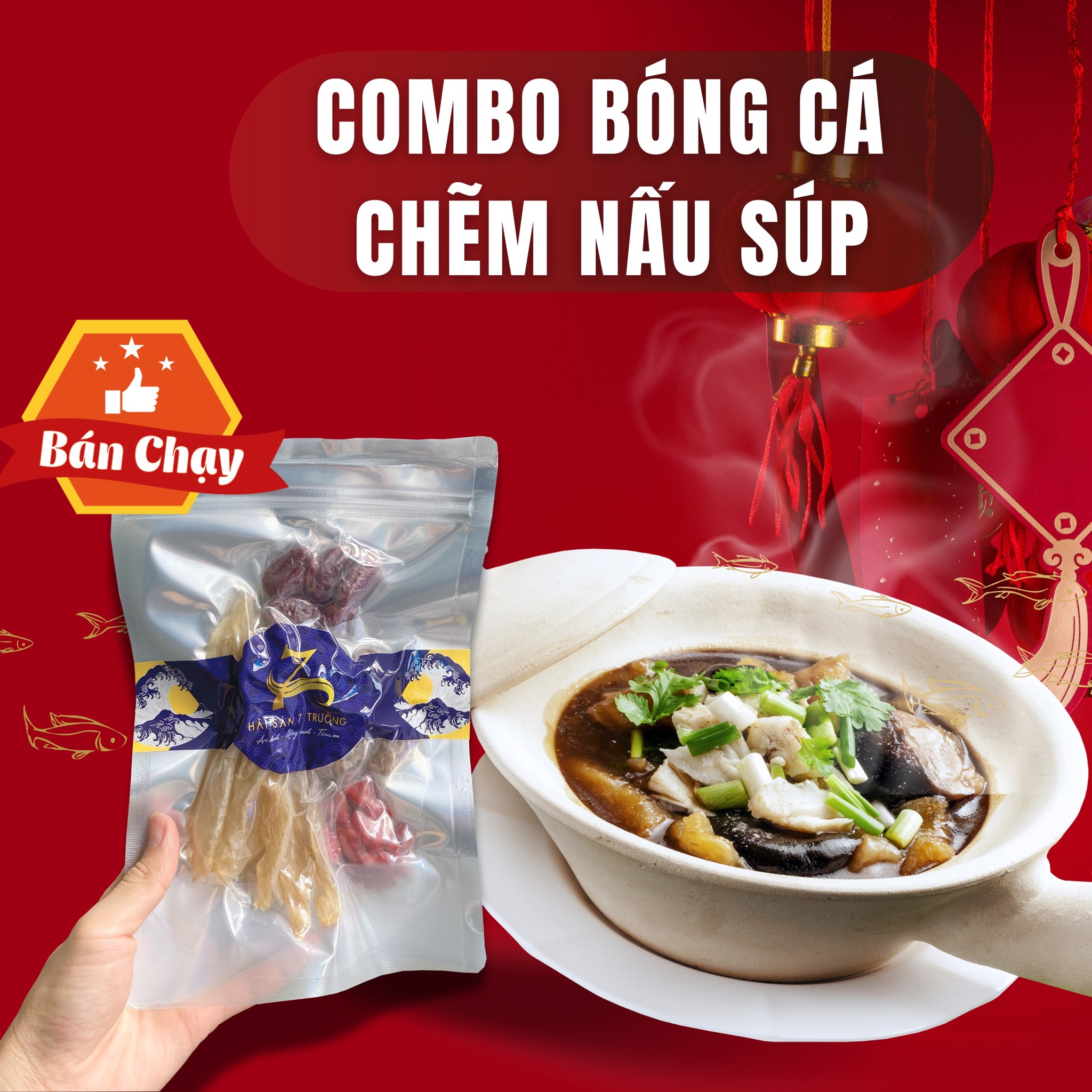 COMBO BÓNG CÁ CHẼM NẤU SÚP (Sea bass fish maw soup)