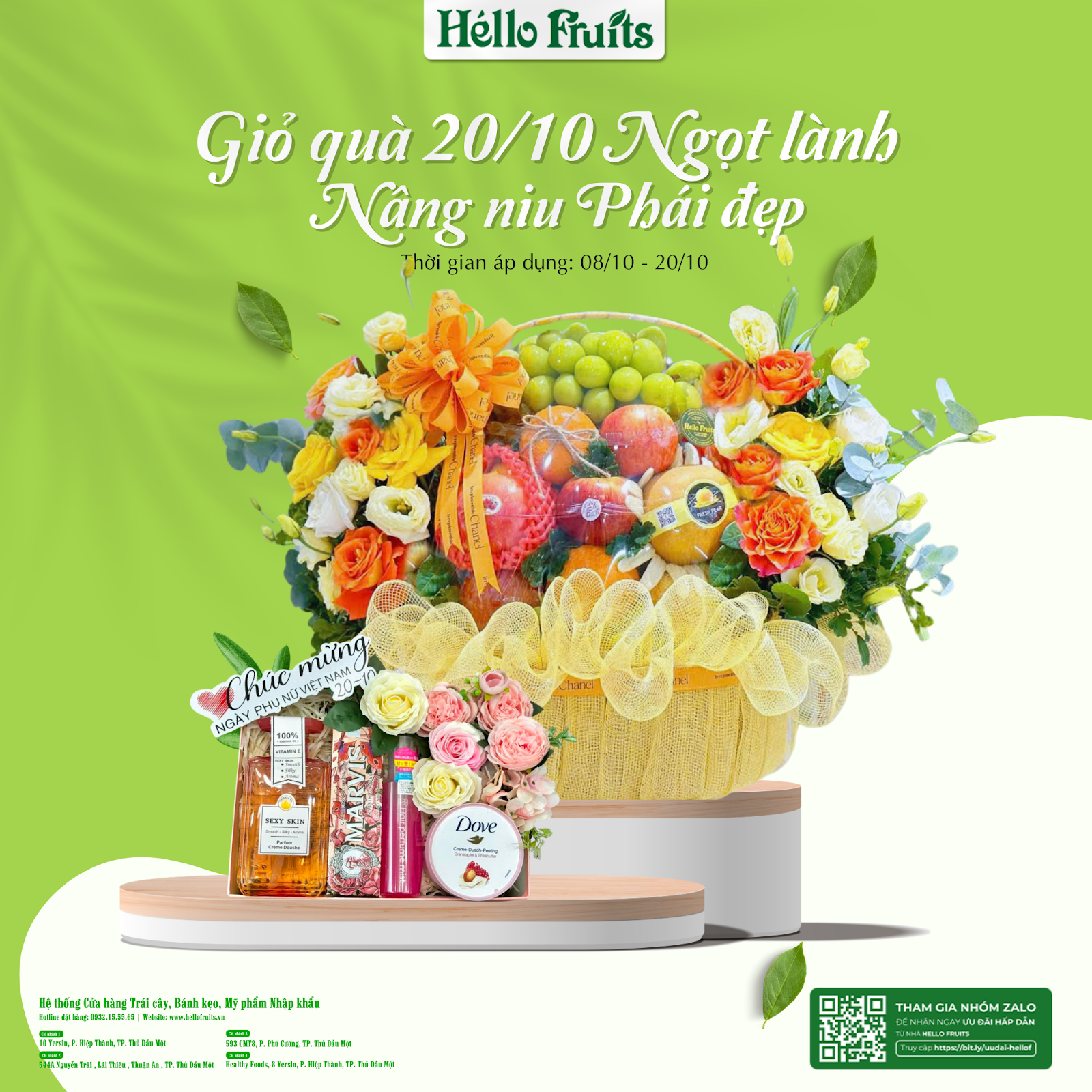 Mừng Ngày Phụ Nữ Việt Nam - Ngập Tràn Quà Tặng 20/10 tại Hello Fruits
