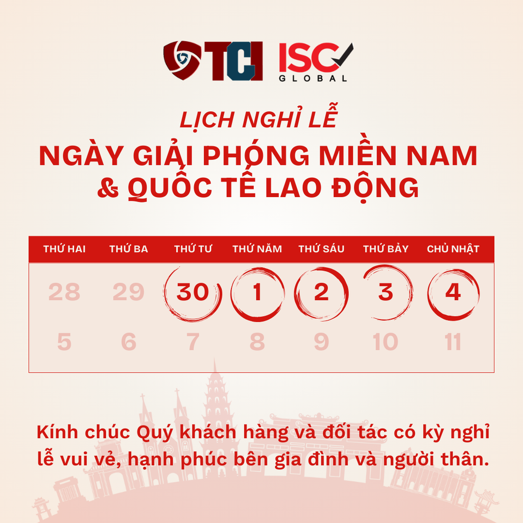 Lịch nghỉ lễ Giải phóng miền Nam và Quốc tế lao động