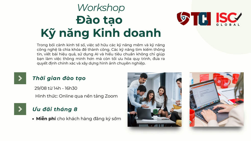 Workshop đào tạo kỹ năng kinh doanh lĩnh vực đào tạo –tư vấn – chứng nhận tiêu chuẩn quốc tế