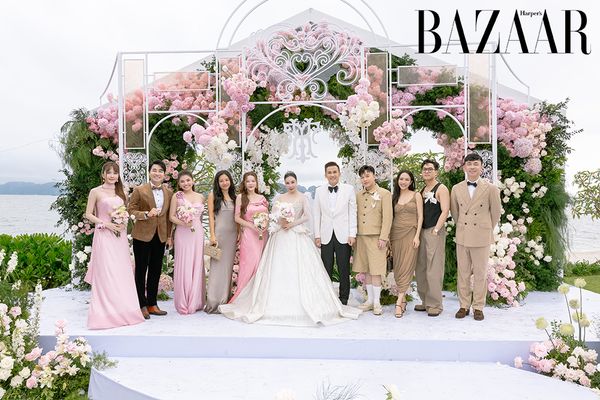 Váy cưới của Hồ Quỳnh Hương và dàn phù dâu trong đám cưới ở Quảng Ninh