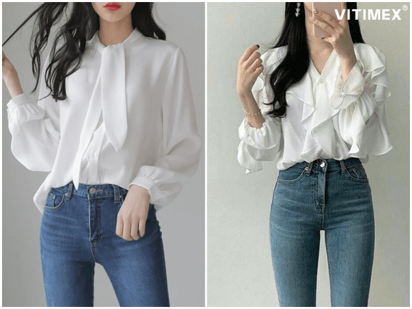 Style quần jean áo sơ mi trắng nữ: Hướng dẫn mix đồ thời trang