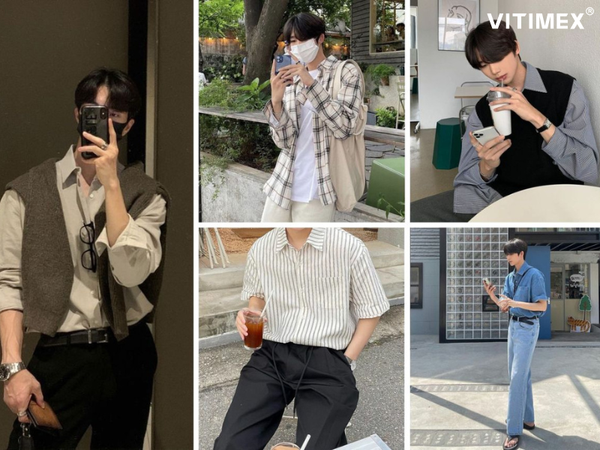Phối hợp style áo sơ mi khoác ngoài nam