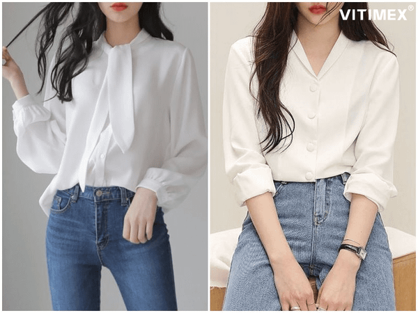 Style quần jean áo sơ mi trắng nữ: Hướng dẫn mix đồ thời trang