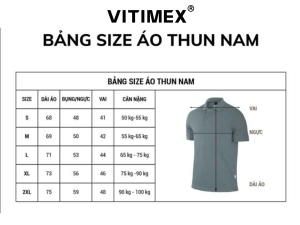 Bảng size áo polo nam