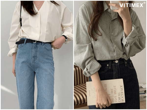 Style quần jean áo sơ mi trắng nữ: Hướng dẫn mix đồ thời trang