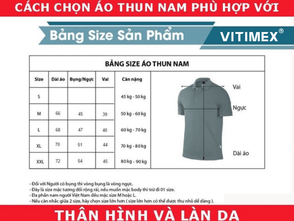 Bảng size áo polo nam