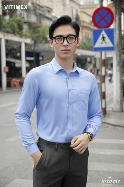 Áo sơ mi nam màu xanh dương nhạt: Sự lựa chọn thanh lịch
