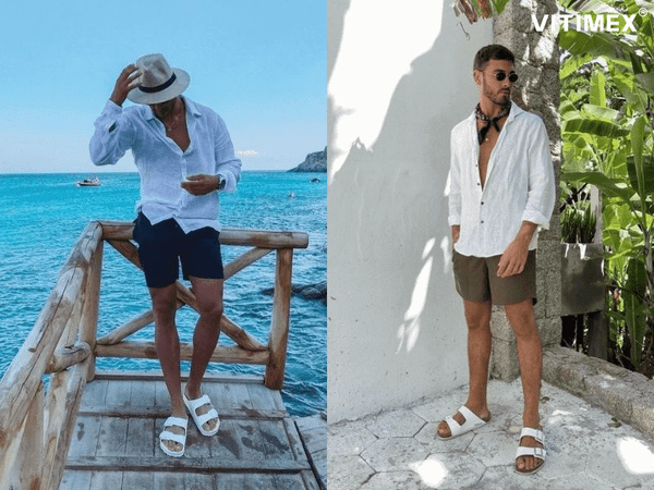 Phối đồ cùng quần short nam đi biển