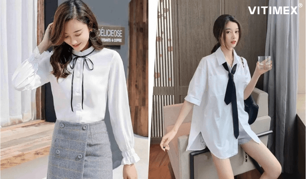 Gái xinh mặc áo sơ mi trắng: gợi cảm & năng động