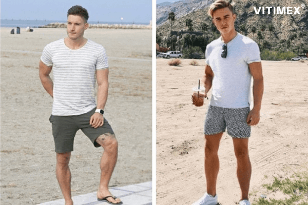 Phối đồ cùng quần short nam đi biển