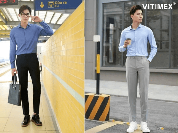 Mặc quần âu đi giày thể thao - Phong cách cá tính & thoải mái