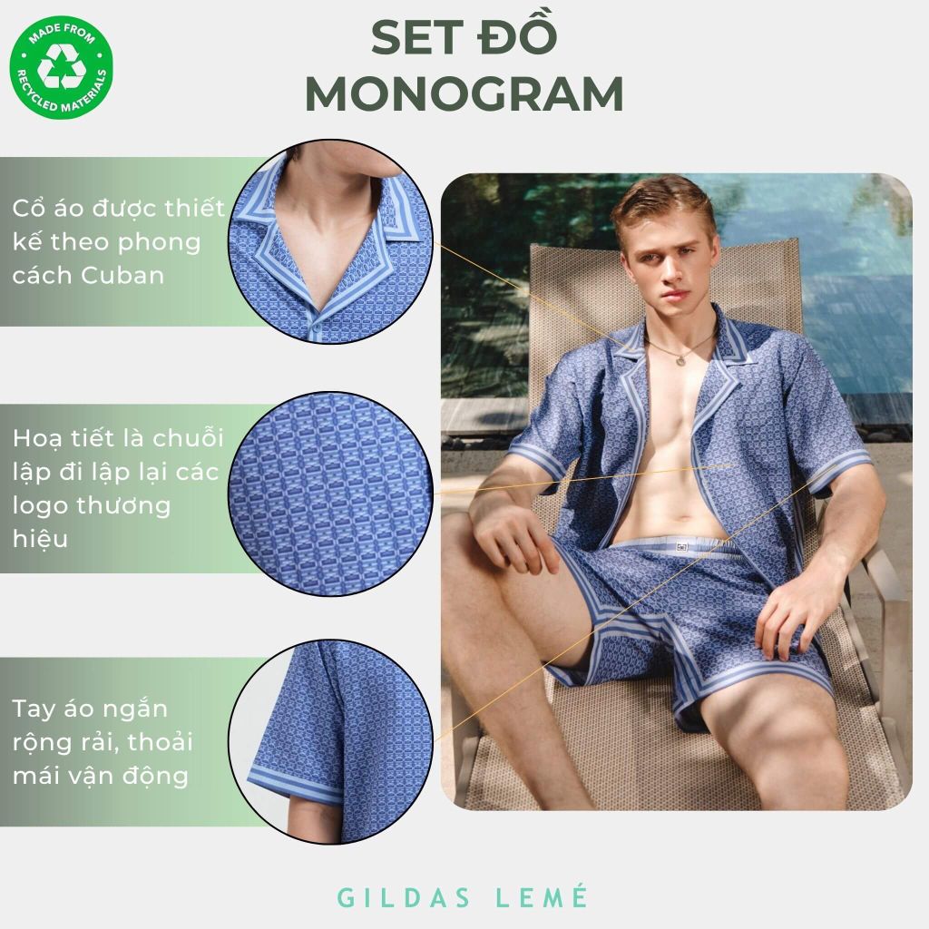 Chi tiết set đồ đi biển Monogram
