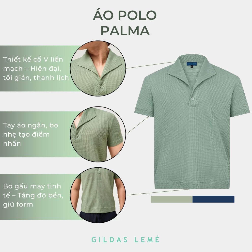Chi tiết áo Polo nam Palma