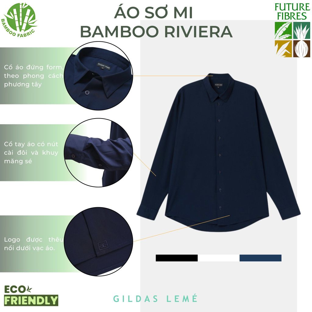 chi tiết áo sơ mi bamboo riviera
