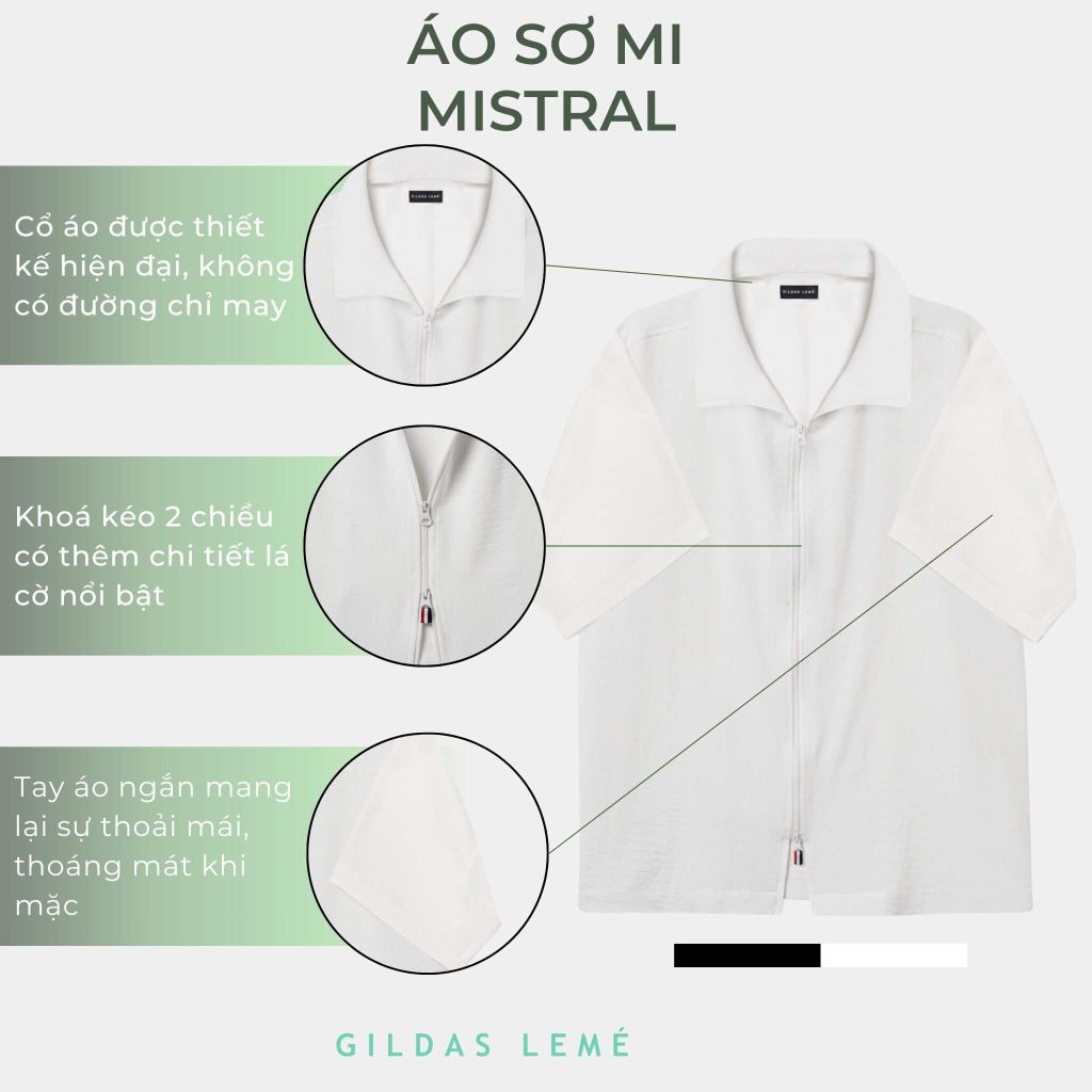 Chi tiết áo sơ mi đi biển nam Mistral