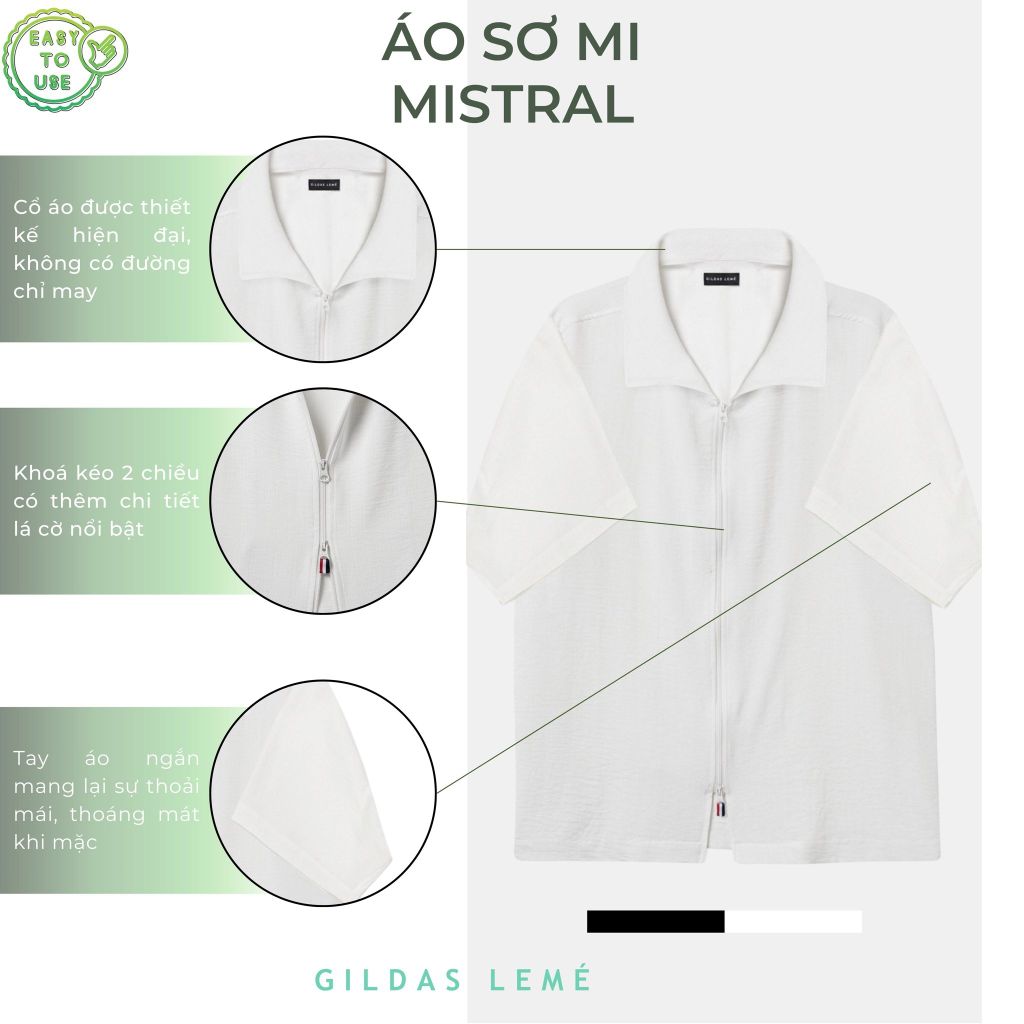 chi tiết áo sơ mi nam mistral