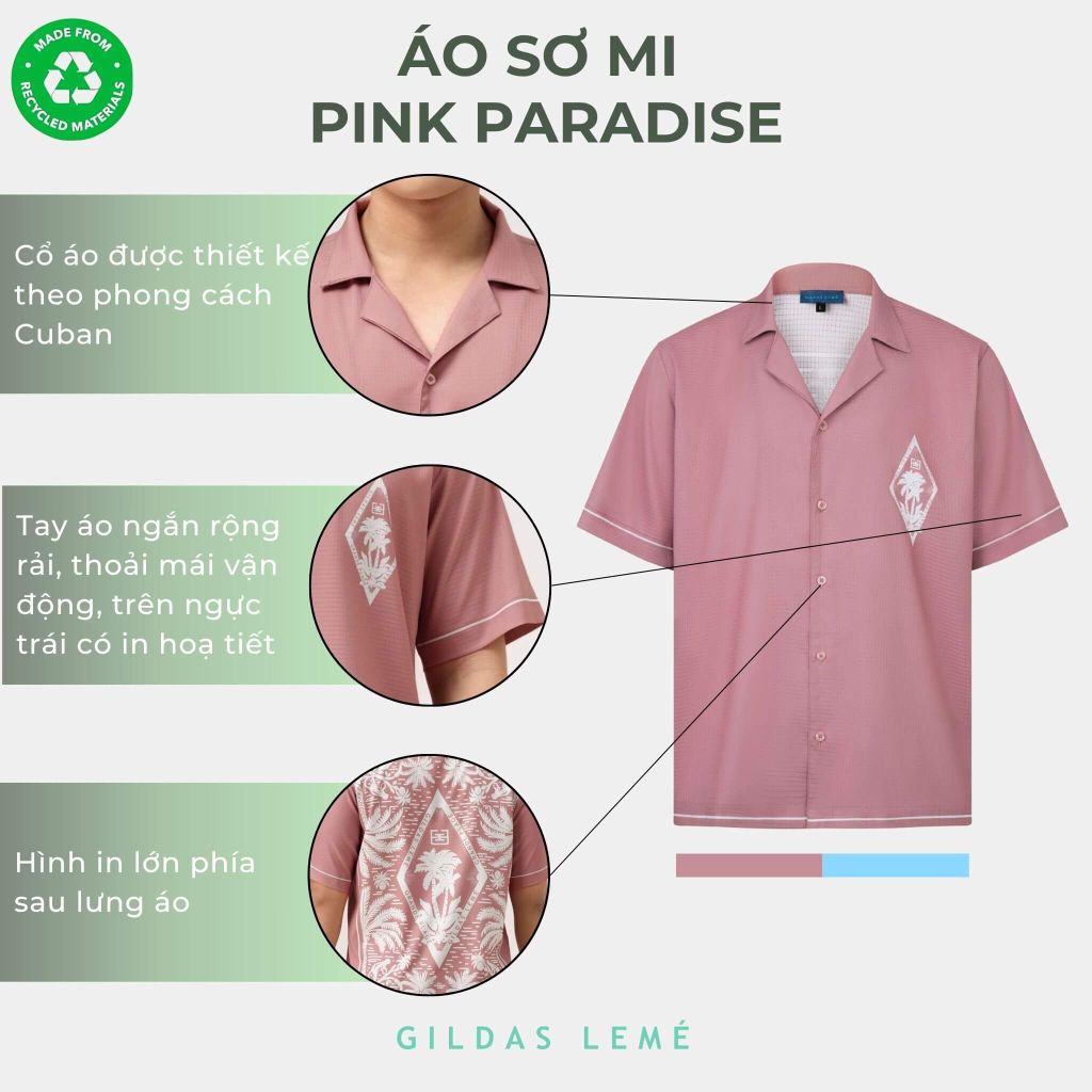 Chi tiết áo sơ mi đi biển Pink Paradise