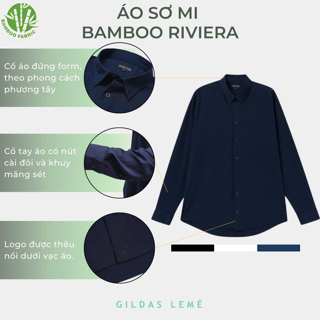 chi tiết áo sơ mi bamboo riviera