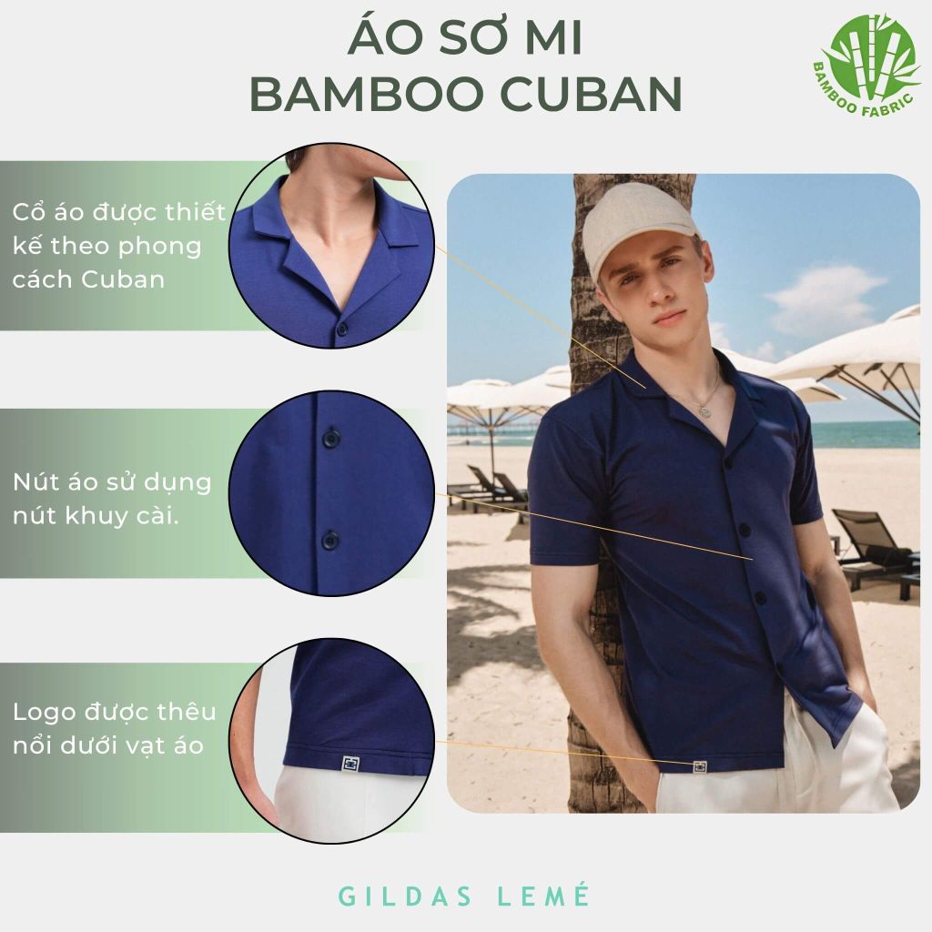 chi tiết áo sơ mi bamboo cuban