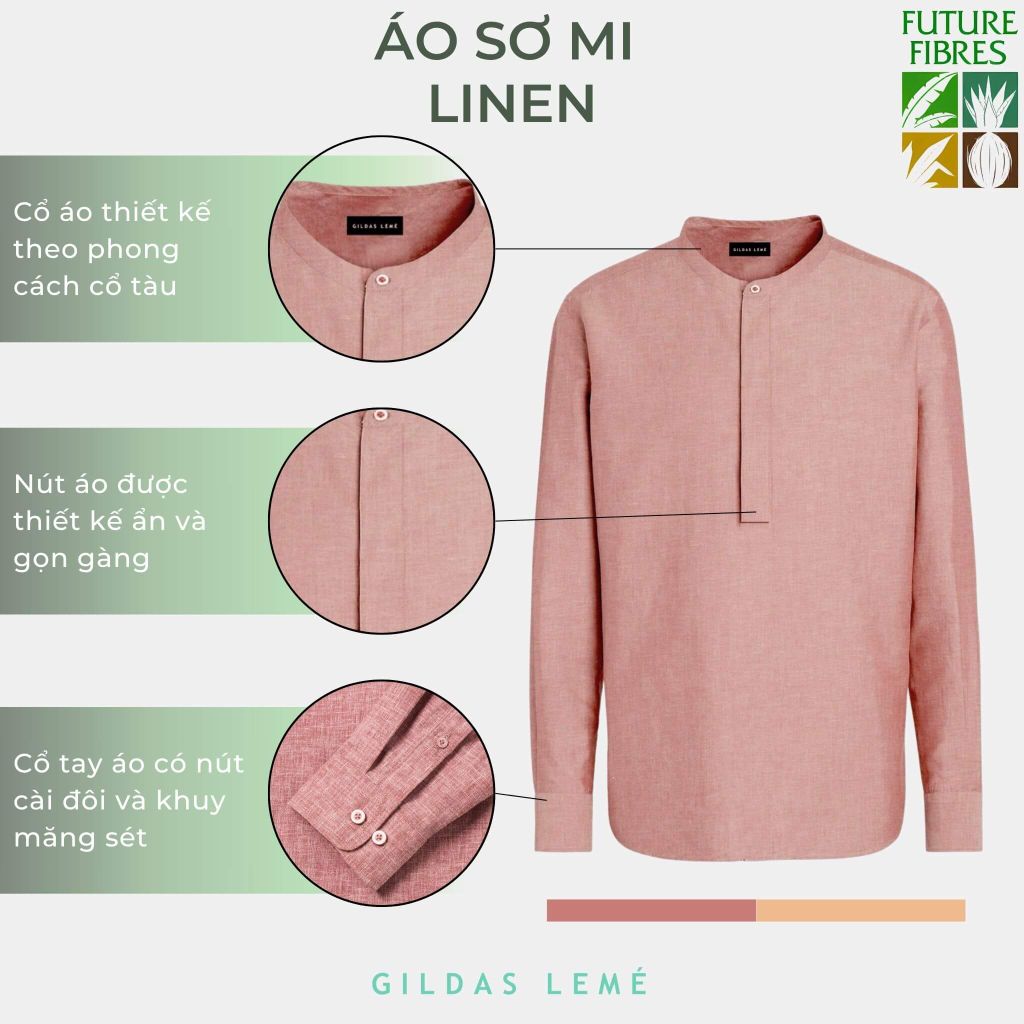chi tiết áo sơ mi tết linen
