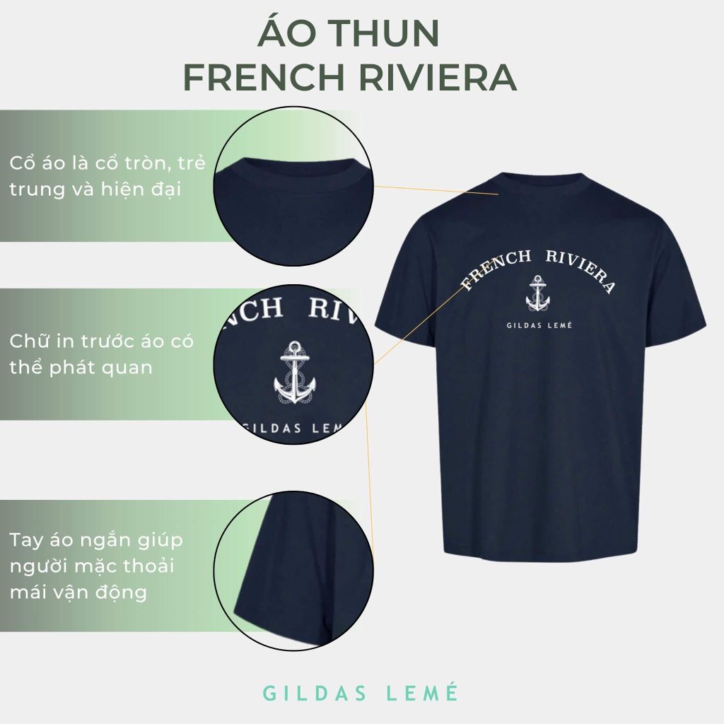 Chi tiết áo thun cổ tròn French Riviera