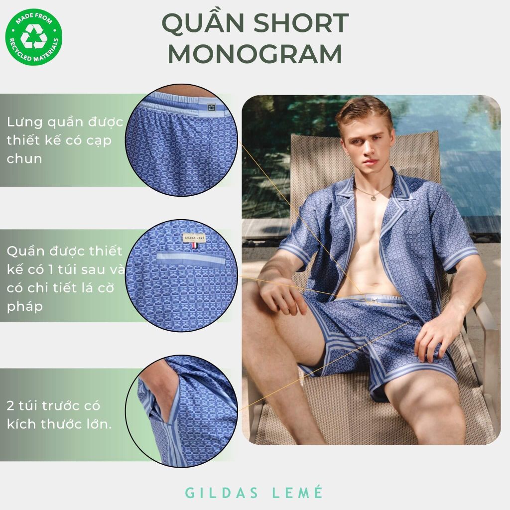 Chi tiết quần short đi biển Monogram
