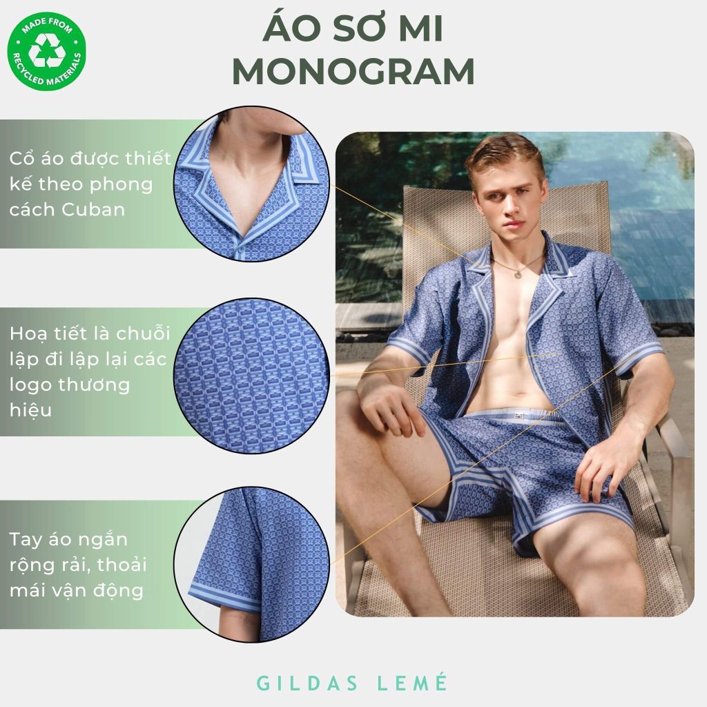 áo sơ mi đi biển monogram