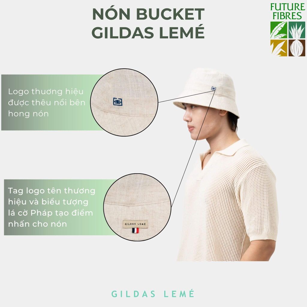chi tiết nón bucket linen