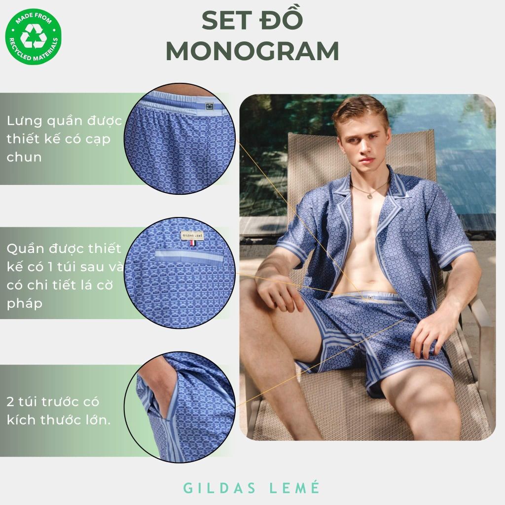 Chi tiết set đồ đi biển Monogram