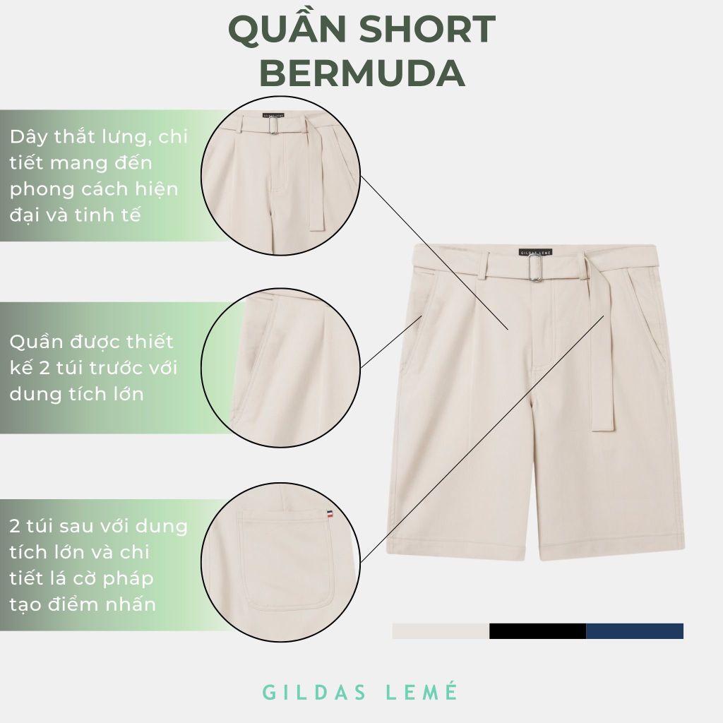 Chi tiết của quần short nam bermuda