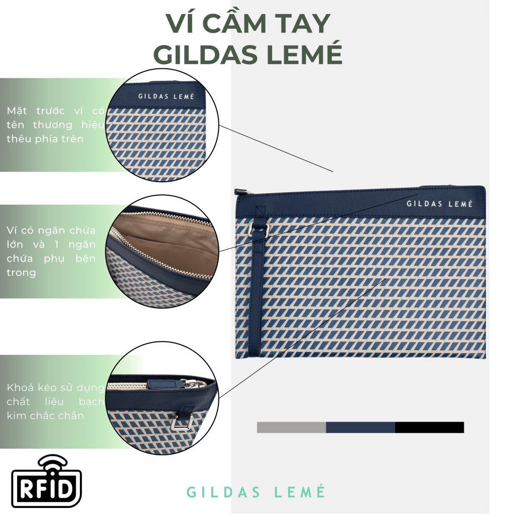 chi tiết ví cầm tay nam gildas lemé