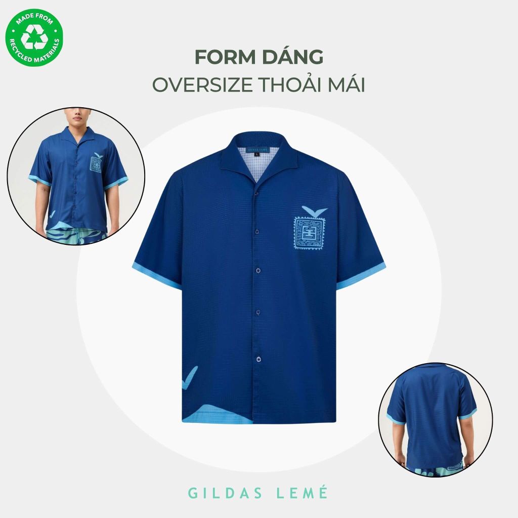 FORM DÁNG ÁO SƠ MI ĐI BIỂN BLUE STAMP